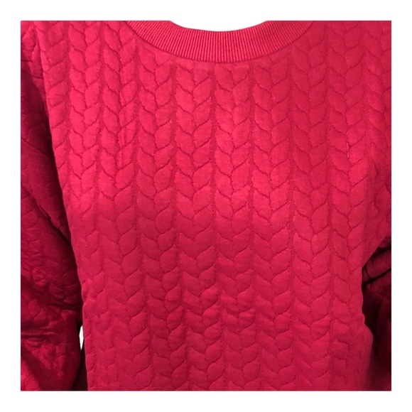 Laila Ali Rio Red Cable Knit Jacquard Sweatshirt Pullover Sweater. NWT! - Picture 2 of 4